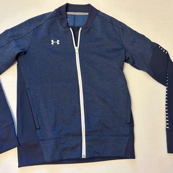 Under Armour women’s qualifier hybrid warm up blue zip up jacket in size XS B14 - Picture 3 of 9